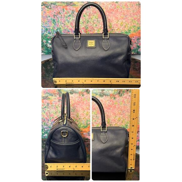 EUC Dooney & Bourke Pebbled Leather Side Pocket Satchel in Navy - Picture 10 of 10